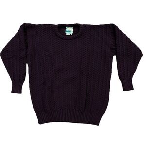 Gaeltarra Fisherman 100% Wool Ireland Sweater Herringbone Purple Men's XL